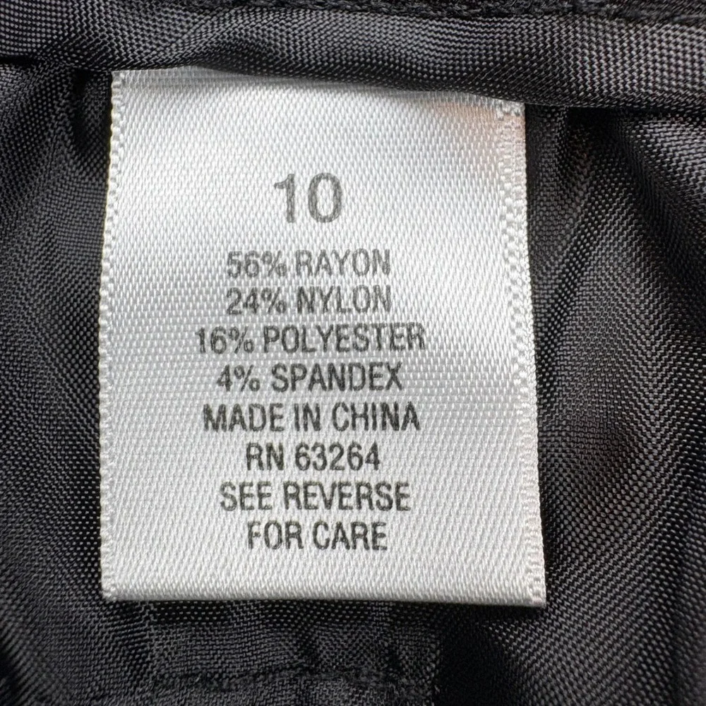 Roz & Ali Pant Womens 10 Blue Black‎ Geometric Print Straight Leg Casual Career - Picture 9 of 12